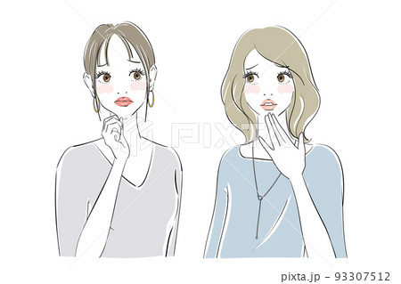 きれいな女性二人の表情パターン　悩む 93307512
