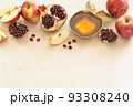 Rosh hashanah concept - honey, pomegranate and apples 93308240