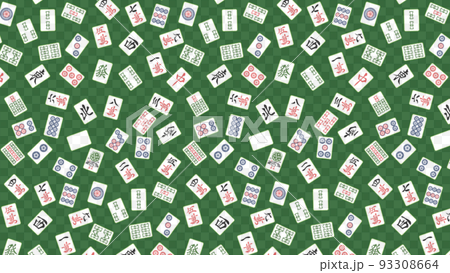 Horizontal mahjong tile pattern illustration 93308664