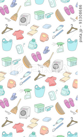 縦方向の日用品パターンイラスト 縦方向の日用品パターンイラスト 93308686