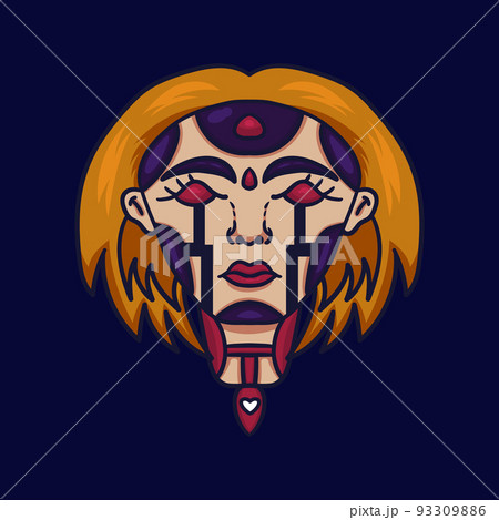 hand drawn tattoo robot woman good for t-shirt 93309886