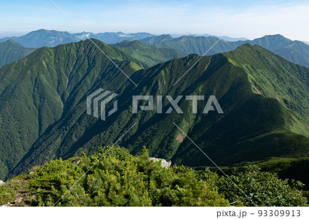 朝の日高山脈　カムイエクウチカウシ山より北望 93309913