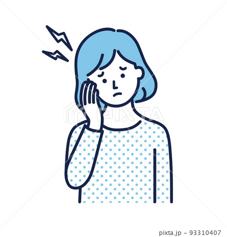 頭痛で困っている女性のイメージイラストのイラスト素材