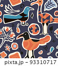 Seamless pattern with birds stickers Vector. 93310717