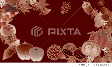 秋の味覚 果物野菜のイラスト背景 秋の味覚 果物野菜のイラスト背景 93310891