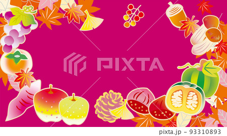 秋の味覚 果物野菜のイラスト背景 秋の味覚 果物野菜のイラスト背景 93310893