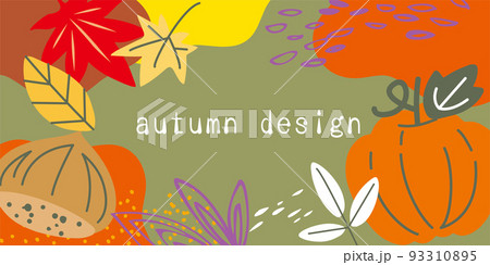 シンプル、おしゃれな秋イメージの背景イラスト 93310895