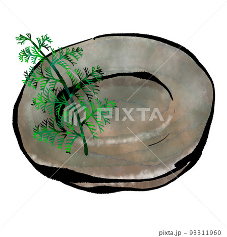 「和食器・丸皿」の手描きイラスト(筆書き墨絵風) 「和食器・丸皿」の手描きイラスト(筆書き墨絵風) 93311960