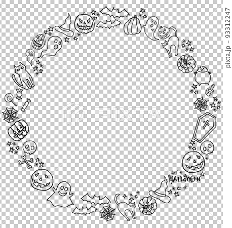 Halloween circle frame 1 color line drawing Halloween circle frame 1 color line drawing 93312247