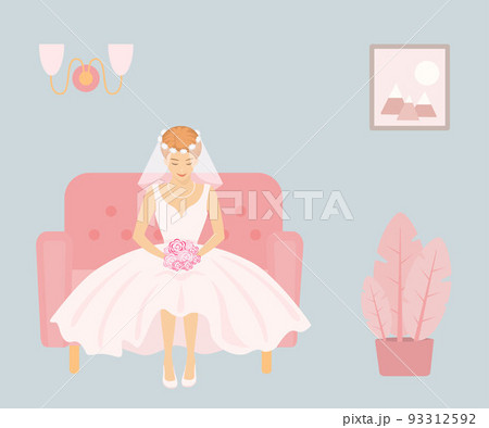 Bride in wedding dress and with bouquet 93312592