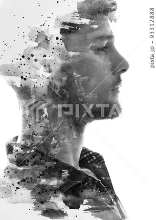 Paintography depicting emotional state of a young man 93312888