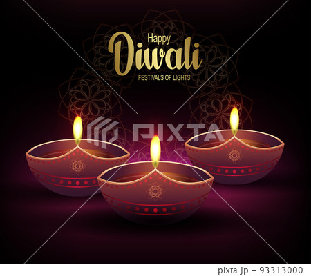 Diwali day oil lamp design. Indian Hindu festival of lights 93313000