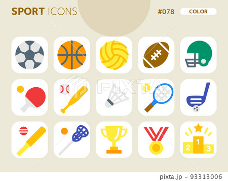スポーツに関連するカラースタイルのアイコンセット_078 93313006