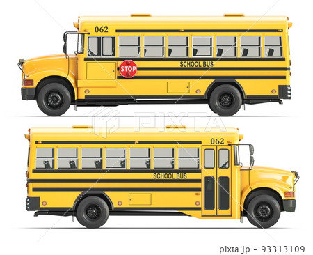 School bus isolated on white background. Side view. 93313109
