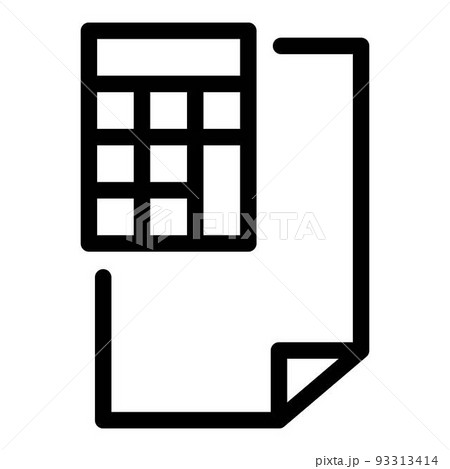 Paper sheet calculator icon, outline style 93313414