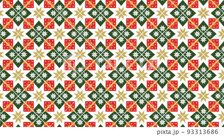 オレンジと緑のノルウェーの伝統模様　16：9 93313686