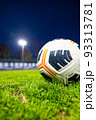 soccer ball on the lawn. football stadium at night. soccer ball on the lawn. football stadium at night. 93313781