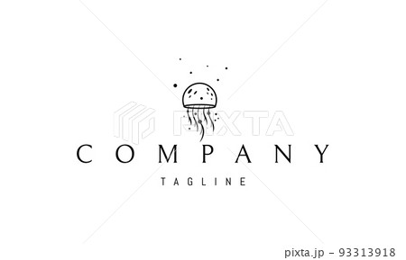 Vector logo on which an abstract image of a jellyfish in the ocean. 93313918