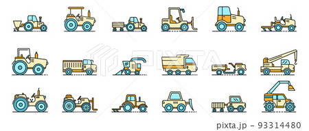 Agricultural machines icons set line color vector Agricultural machines icons set line color vector 93314480