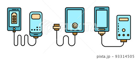 Power bank icons set line color vector Power bank icons set line color vector 93314505