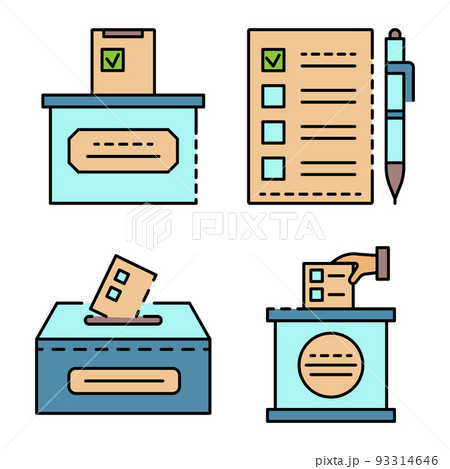 Ballot icon set line color vector Ballot icon set line color vector 93314646