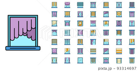 Blind window icon set line color vector 93314697