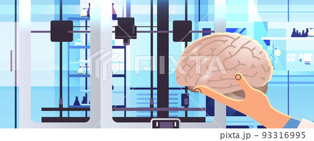 researcher hand holding brain model printed on...のイラスト素材 [93316995] - PIXTA