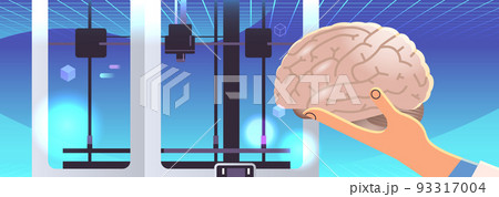 researcher hand holding brain model printed on...のイラスト素材 [93317004] - PIXTA