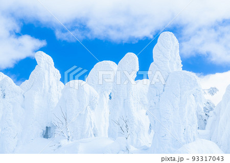 山形蔵王の白銀世界の樹氷 93317043