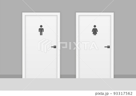Cartoon door. Opened and closed wooden doors. Vector illustration. Cartoon door. Opened and closed wooden doors. Vector illustration. 93317562