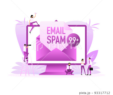 Email spam in laptop with people. Vector illustration 93317712