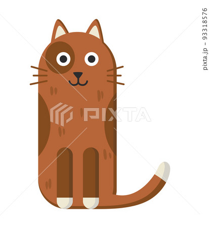 Simple geometric cat. Cute kitten sitting. Modern flat art style. Vector cartoon character 93318576