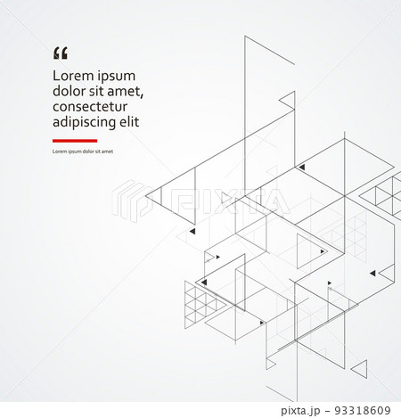 Abstract pattern technology banner. Connecting lines and dots. Hexagon and triangles design. Construction element network. Chemical strand illustration 93318609
