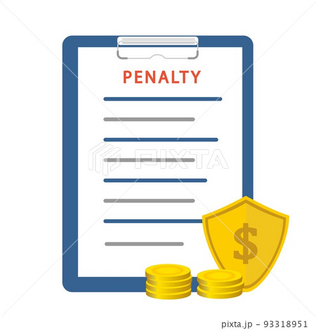 Penalty document icon with shield. Vector cartoon illustration Penalty document icon with shield. Vector cartoon illustration 93318951
