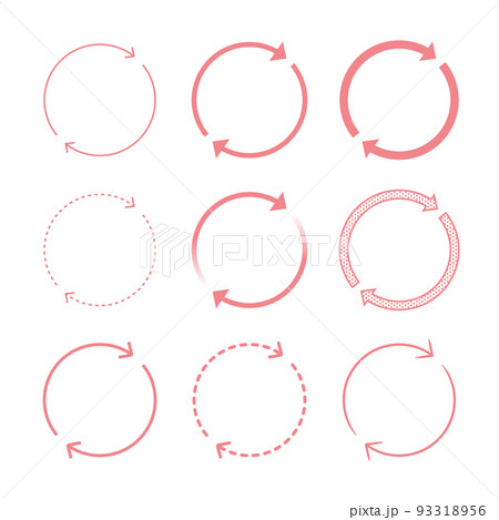 巴型の矢印のセット 回転、段階、プロセス、循環、繰り返し、サイクル 巴型の矢印のセット 回転、段階、プロセス、循環、繰り返し、サイクル 93318956