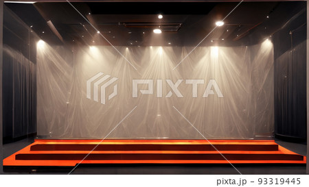 Empty stage with orange floor and spotlights....のイラスト素材 [93319445] - PIXTA