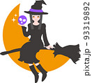 箒に乗って飛んでいる魔女のイラスト 93319892