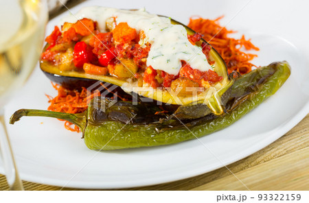 Eggplant stuffed with stewed vegetables Eggplant stuffed with stewed vegetables 93322159