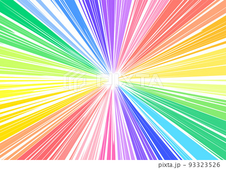 虹色のフラッシュのような集中線サンバースト放射背景のイラスト素材