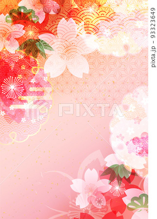 桜　年賀状　和柄　背景 93323649