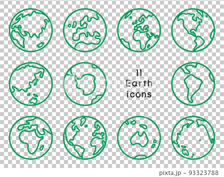 Simple earth icon set, simplified line drawing, ecology 93323788