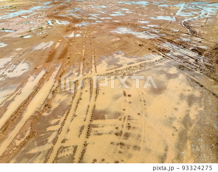 Construction sites fill dirt to raise the ground level and reduce the chances of flooding. 93324275