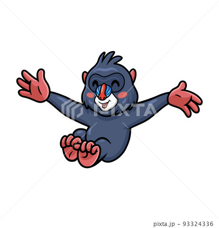 Cute little mandrill cartoon jumping	 93324336