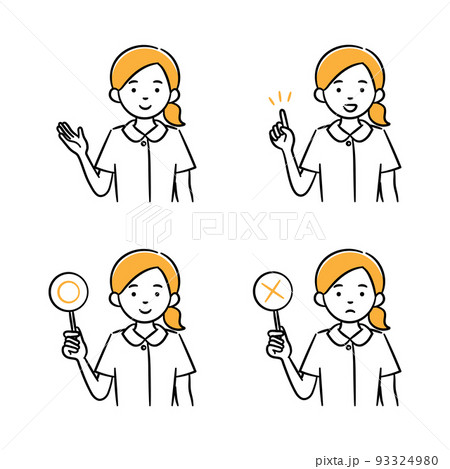 若い女性医療従事者のシンプルイラストセット 93324980