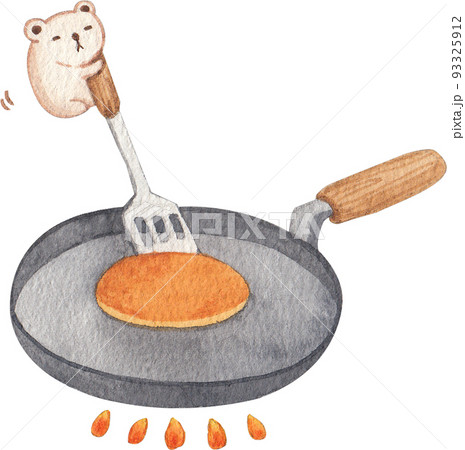Celebrating Pancake day, healthy breakfast. Delicious homemade american pancakes watercolor icon png 93325912