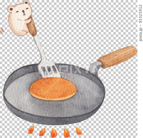 Celebrating Pancake day, healthy breakfast. Delicious homemade american pancakes watercolor icon png 93325912