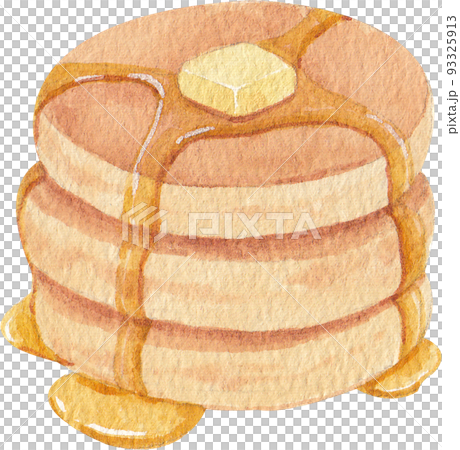 Celebrating Pancake day, healthy breakfast. Delicious homemade american pancakes watercolor icon png Celebrating Pancake day, healthy breakfast. Delicious homemade american pancakes watercolor icon png 93325913