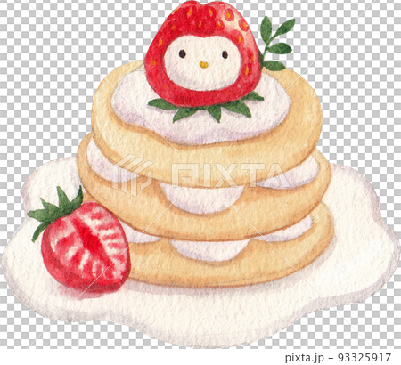 Celebrating Pancake day, healthy breakfast. Delicious homemade american pancakes watercolor icon png 93325917