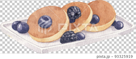Celebrating Pancake day, healthy breakfast. Delicious homemade american pancakes watercolor icon png 93325919