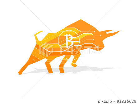 Bitcoin crypto currency bullish market, Bull with digital electronic graphic for new technology blockchain currency. Bitcoin crypto currency bullish market, Bull with digital electronic graphic for new technology blockchain currency. 93326629